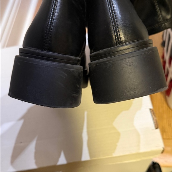 Women's Faux Tall Leather Boots black platform - Picture 4 of 10